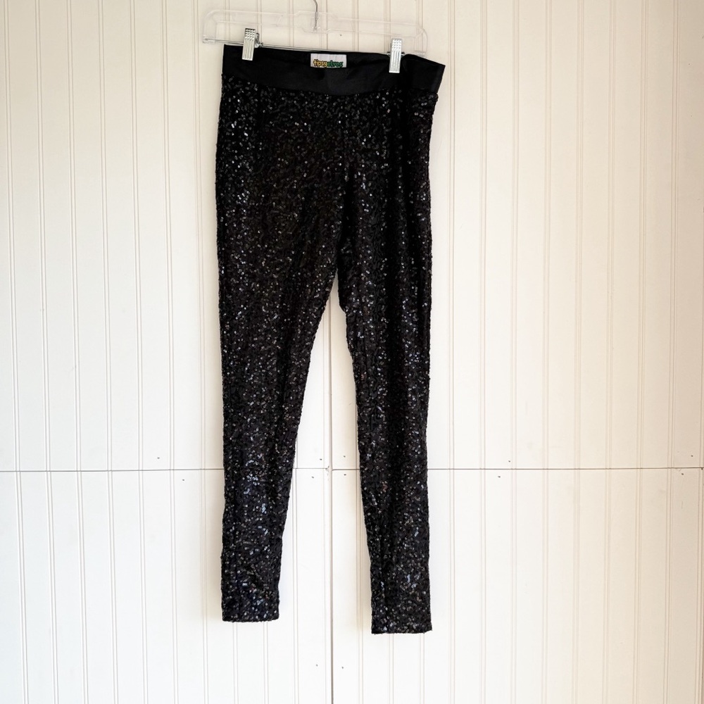 Tipsy Elves Size S Sparkling sequined Black Leggings